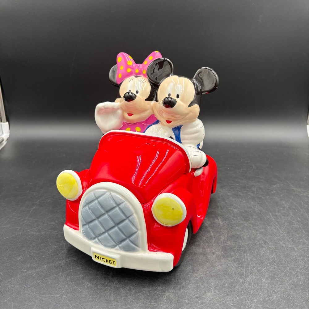 Disney Cookie Jar Unisex OS Red Excellent Mickey Minnie Mouse Red Car Vintage
